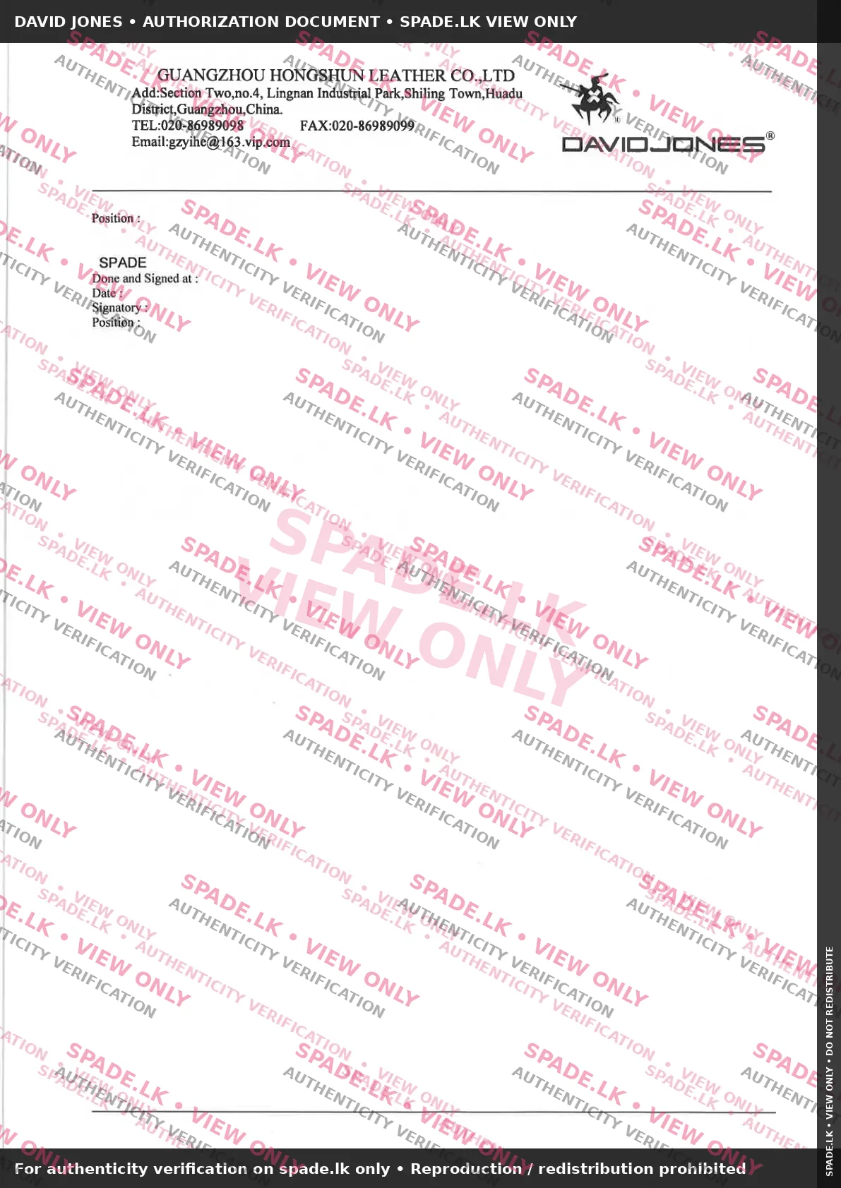 David Jones authorization document page 2