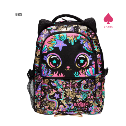 Smiggle Black Mermaid Cat Backpack B25