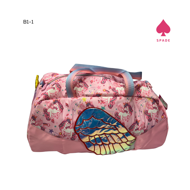 Kids Unicorn Rainbow Rider Duffel Bag Pink B1-1_1